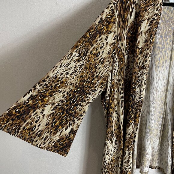 Added Dimensions for Catherines Womens Plus 3X Metallic Animal Print Cardigan - Picture 13 of 14